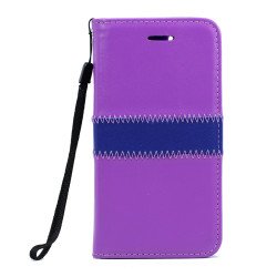 iPhone 7 Plus Magnetic Flip Leather Wallet Case (Purple)